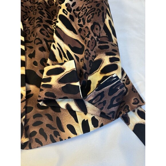 LE SUIT Leopard Print 3 Button Tie Front Crop Blazer 18 Lined Slit Cuff Jacket - Picture 8 of 14